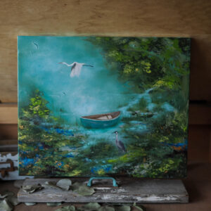 La canoa turquesa - un cuadro original
