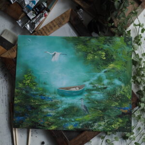 La canoa turquesa- Impresión de Fine Art